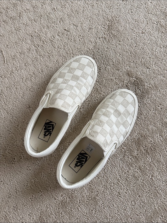 Vans Shoes - Vans Slip-On Checkerboard Sneakers - Cream/Off-White
